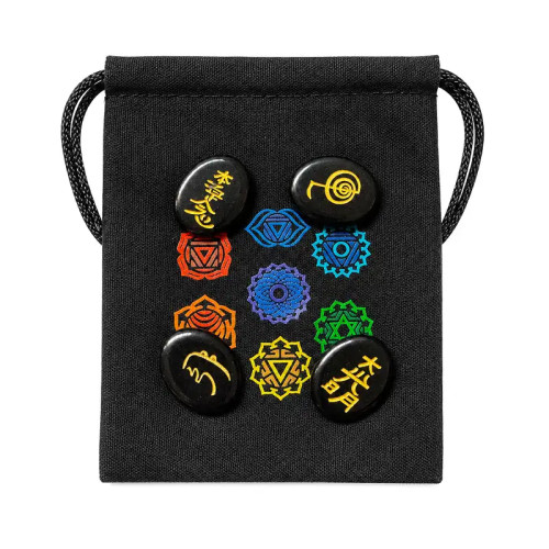 Piedras de Ónix con Símbolos Reiki | Pack 4 Unidades