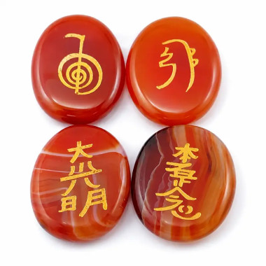 Piedras de Cornalina con Símbolos Reiki | Pack de 4 unidades