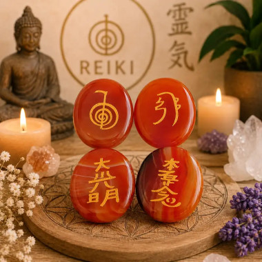 Piedras de Cornalina con Símbolos Reiki | Pack de 4 unidades 2