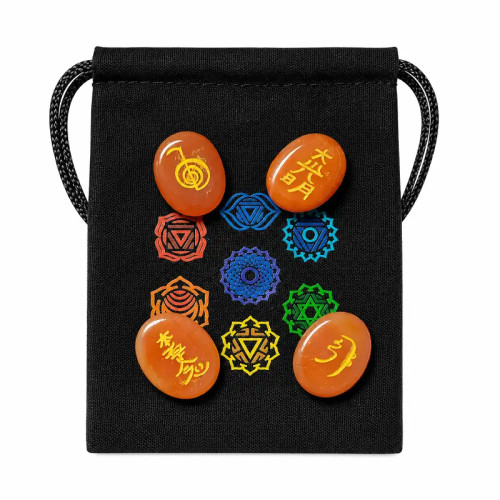 Piedras de Cornalina con Símbolos Reiki | Pack de 4 unidades