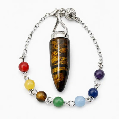 Péndulo Ojo de Tigre con Cadena de Acero: Equilibrio de chakras