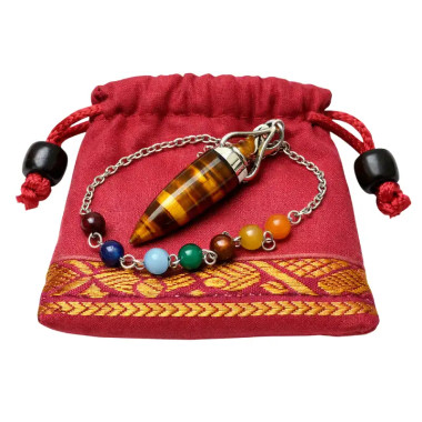 Péndulo Ojo de Tigre con Cadena de Acero: Equilibrio de chakras 2