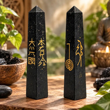 Obelisco Reiki de Turmalina Negra 7,5-10 cm | MandalaBisutería 2