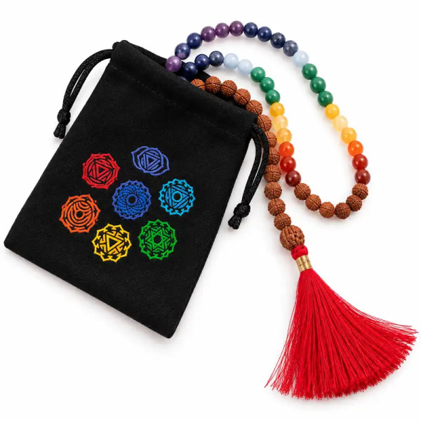 Mala de Viaje Rudraksha 54 Cuentas con Chakras | MandalaBisutería
