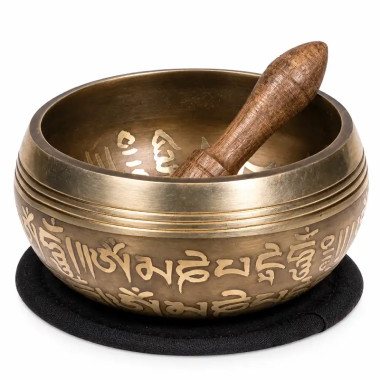 Cuenco Tibetano OM Negro 10 cm | Set de Regalo | MandalaBisutería