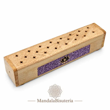 Quemador de Incienso Loto con Amatista y Caja de Almacenamiento