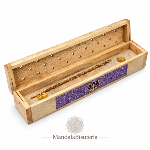 Quemador de Incienso Loto con Amatista y Caja de Almacenamiento