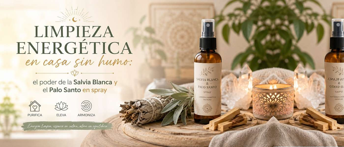 Limpieza energética en casa sin humo: el poder de la Salvia Blanca y el Palo Santo en spray para tu bienestar